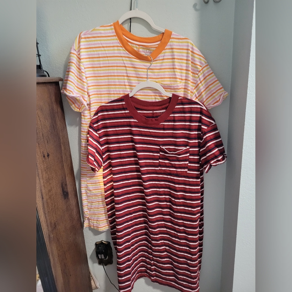 Multiple T-shirt dress bundle: Striped Orange and Red dress Size L